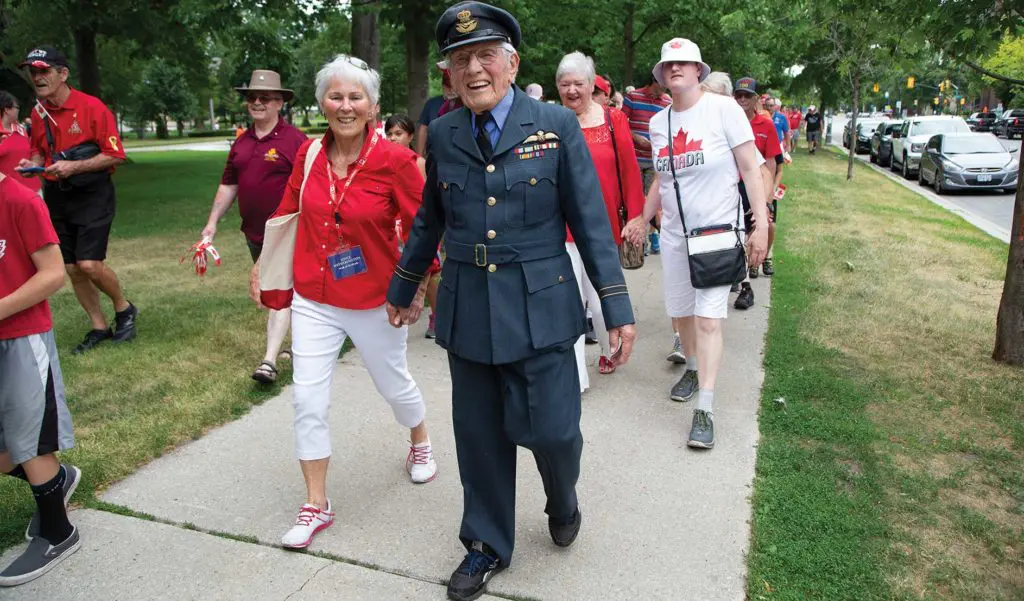 Photo of Tom and Joyce completing Tom's 100 mile walk