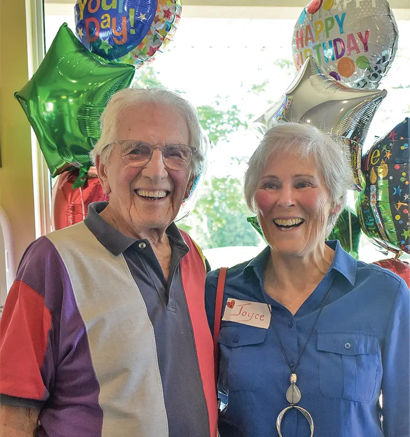 Photo of Tom and Joyce at Tom's 100th birthday