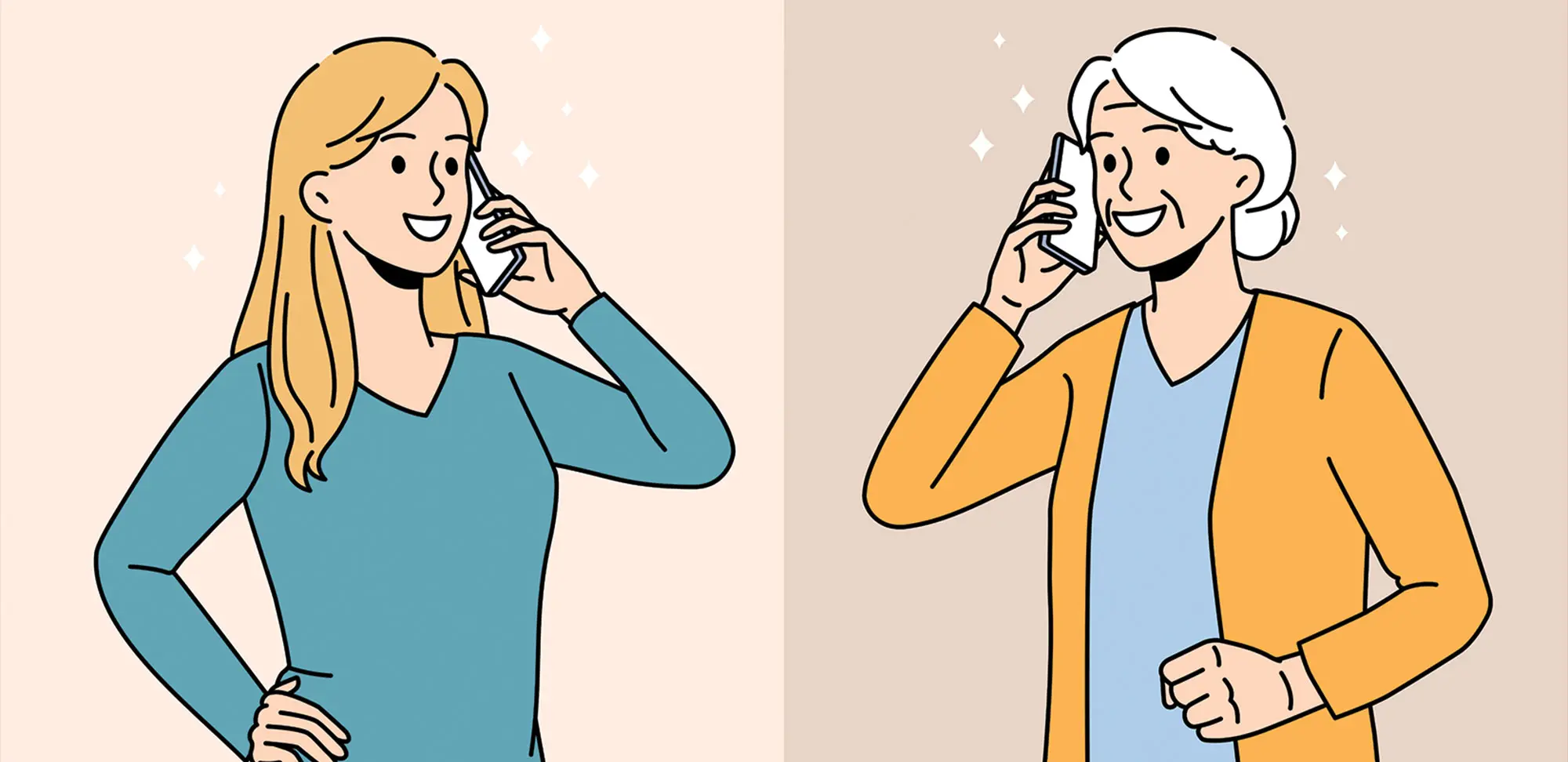 Illustration of a woman speaking to her younger self