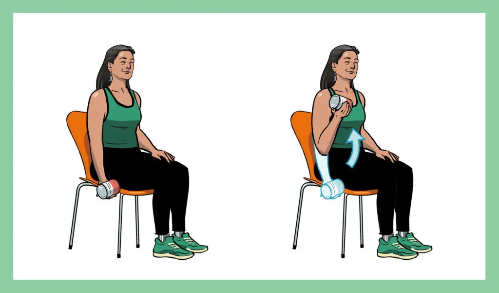 Illustration of a woman performing bicep-curl exercise