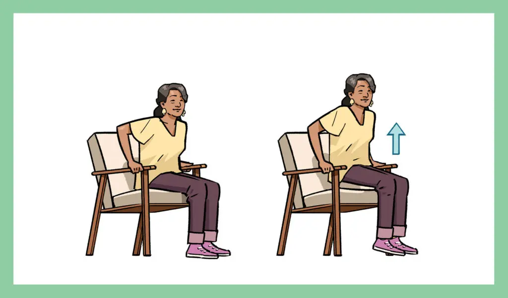 Illustration of a woman performing seated tricep exercise