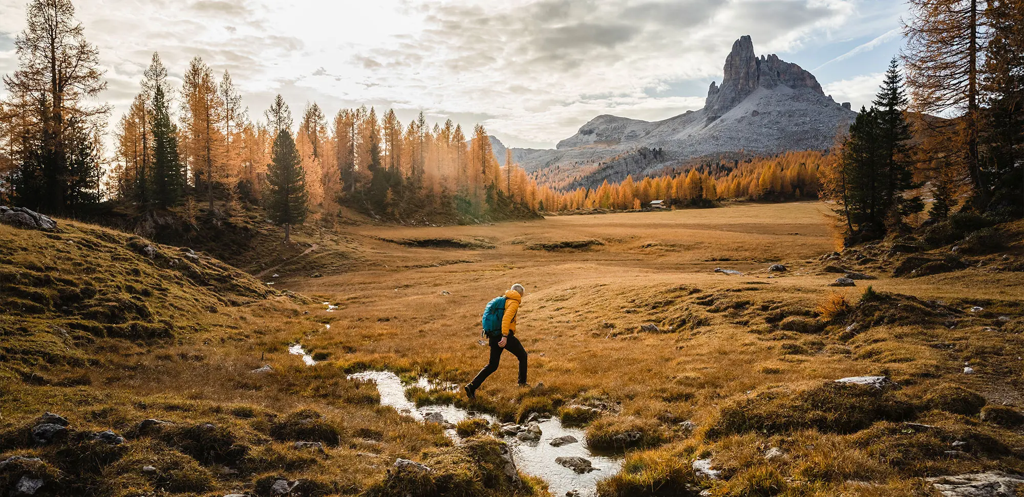 Photo of a solo Hiker Walking On A High Mountain Plain