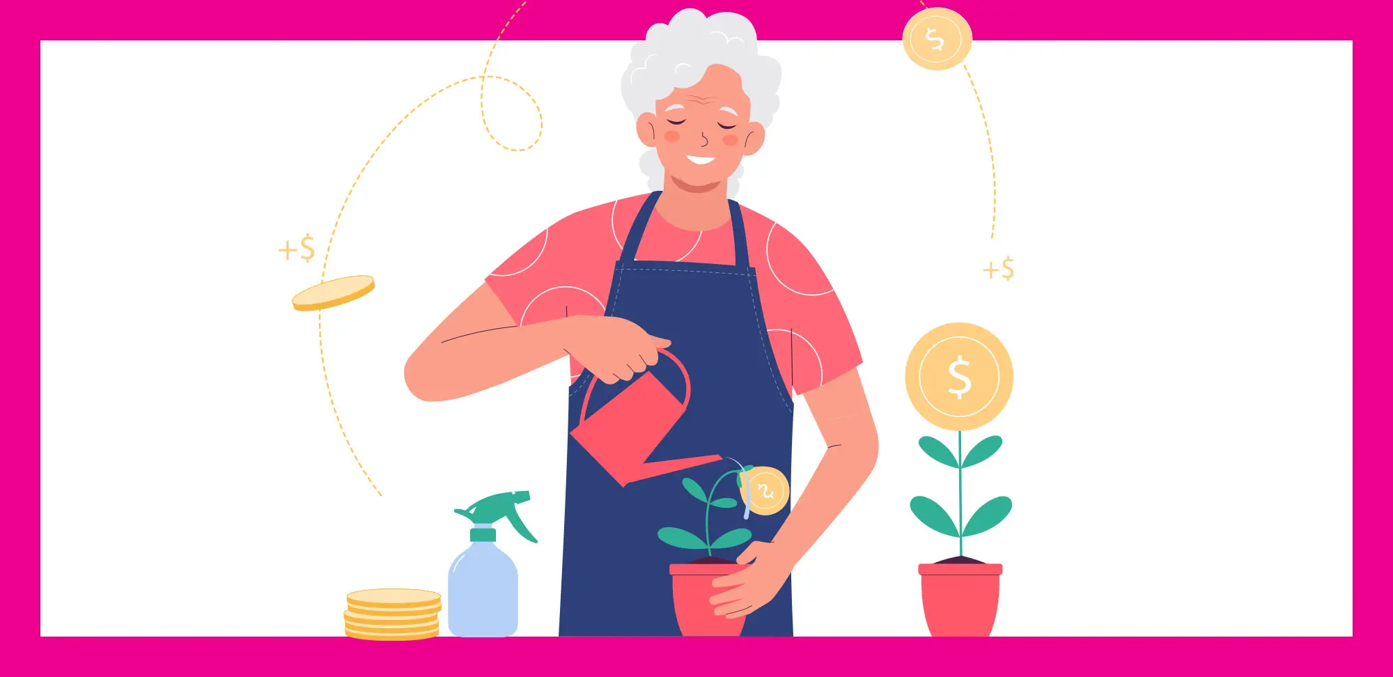 Conceptual illustration of a woman financial planning