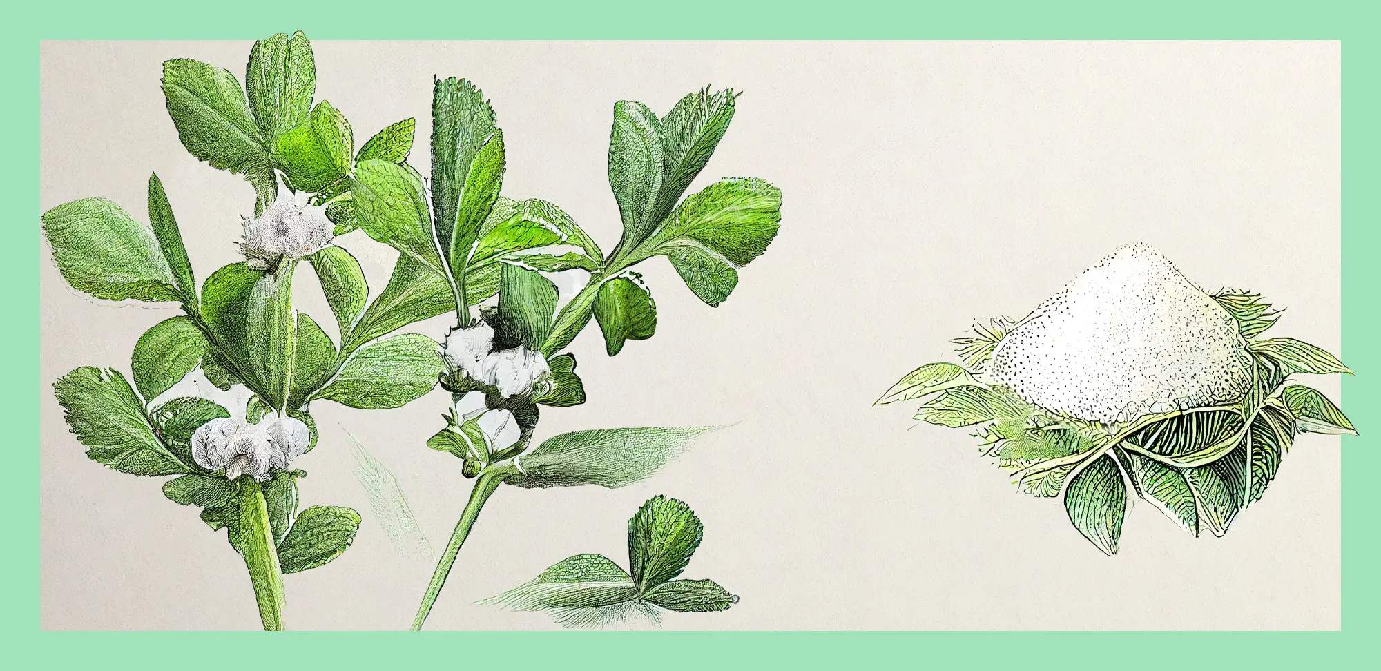 Botanical illustration of Stevia (Stevia Rebaudiana). The best medicinal plants, their effects and contraindications. Natural medicine. Plant properties.