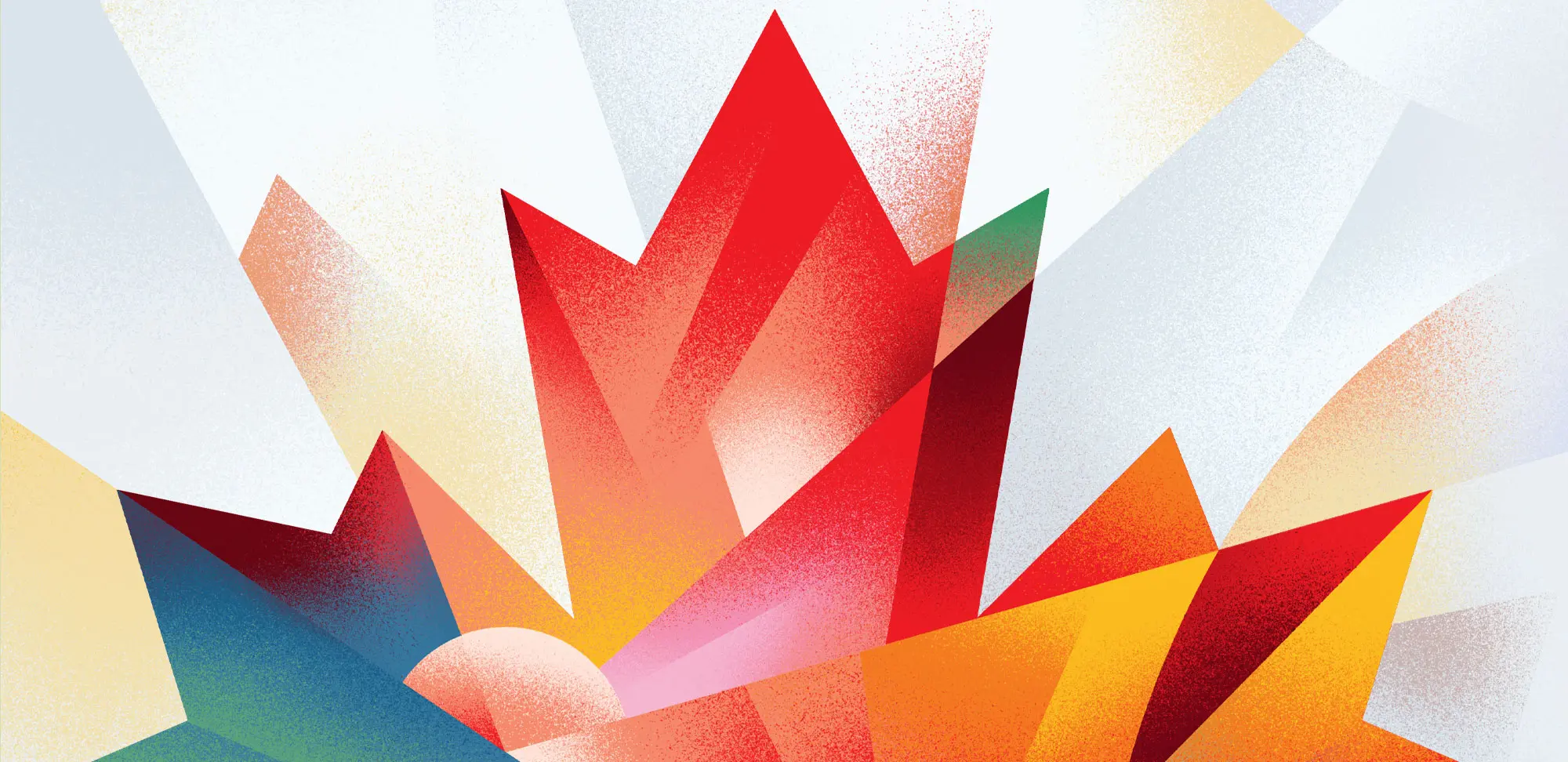 Illustration of Maple leaf made of many pieces and colours