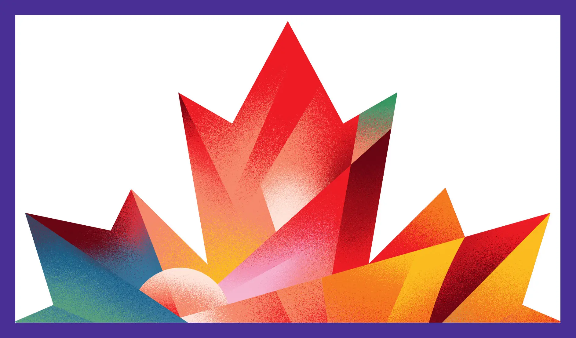 Illustration of Maple leaf made of many pieces and colours