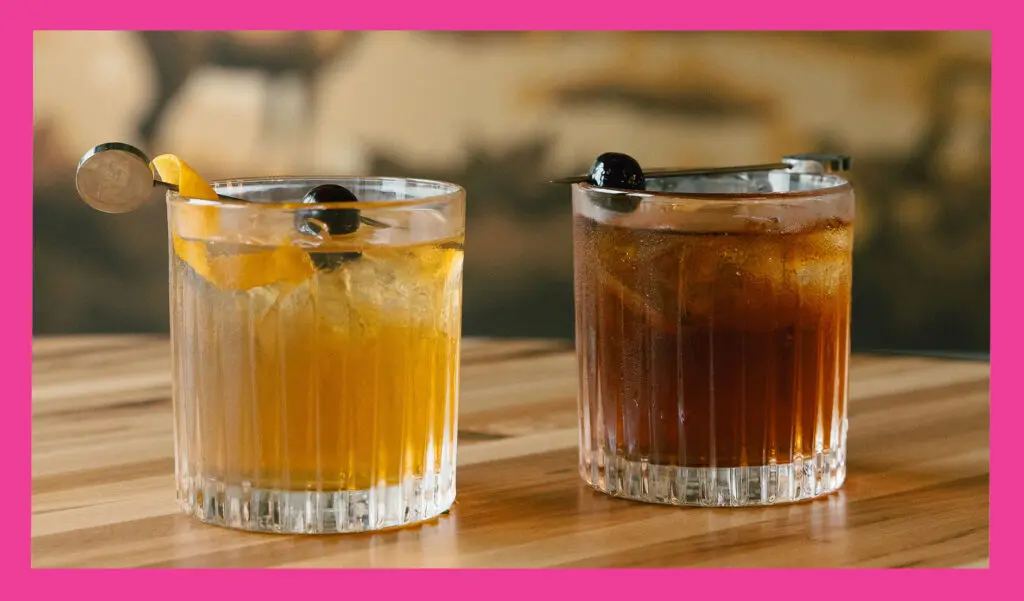 A photo of two cocktails