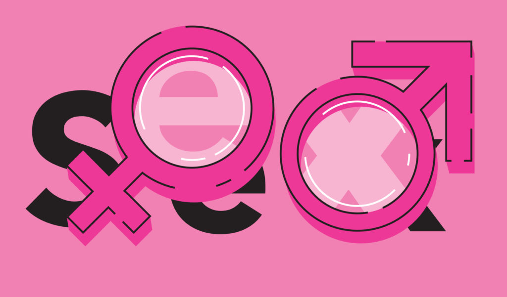 Illustration using the male and female symbols as magnifying glasses.