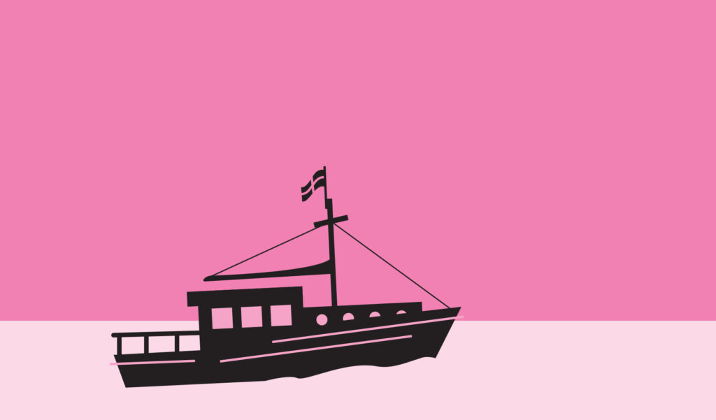 Illustration of a boat at sea