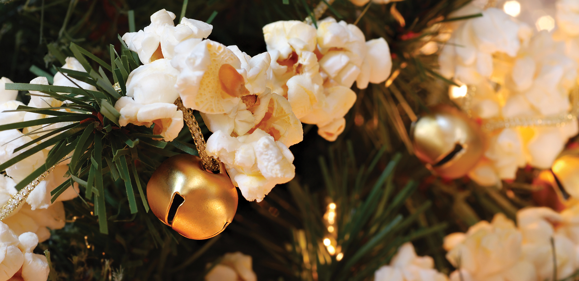 Photo of a holiday tree with popcorn garland