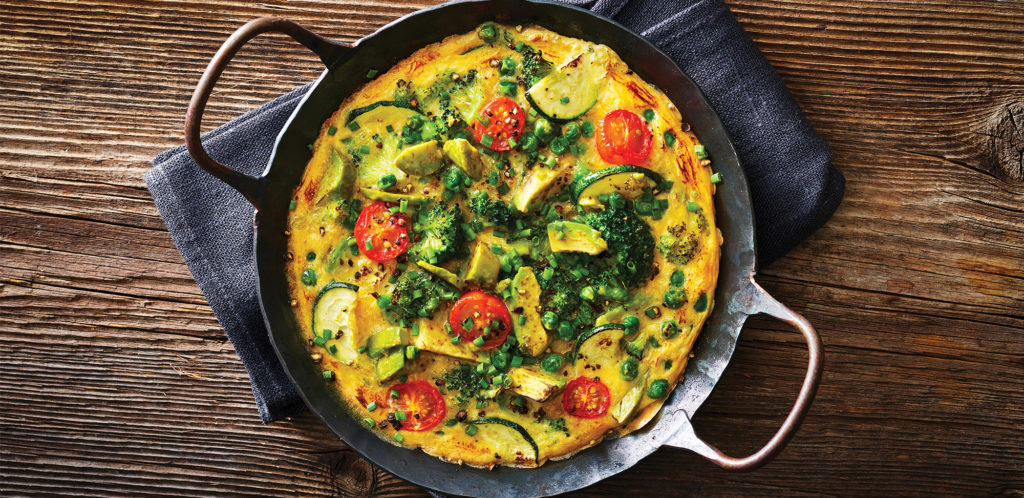 Frittata with pan roasted cherry tomatoes