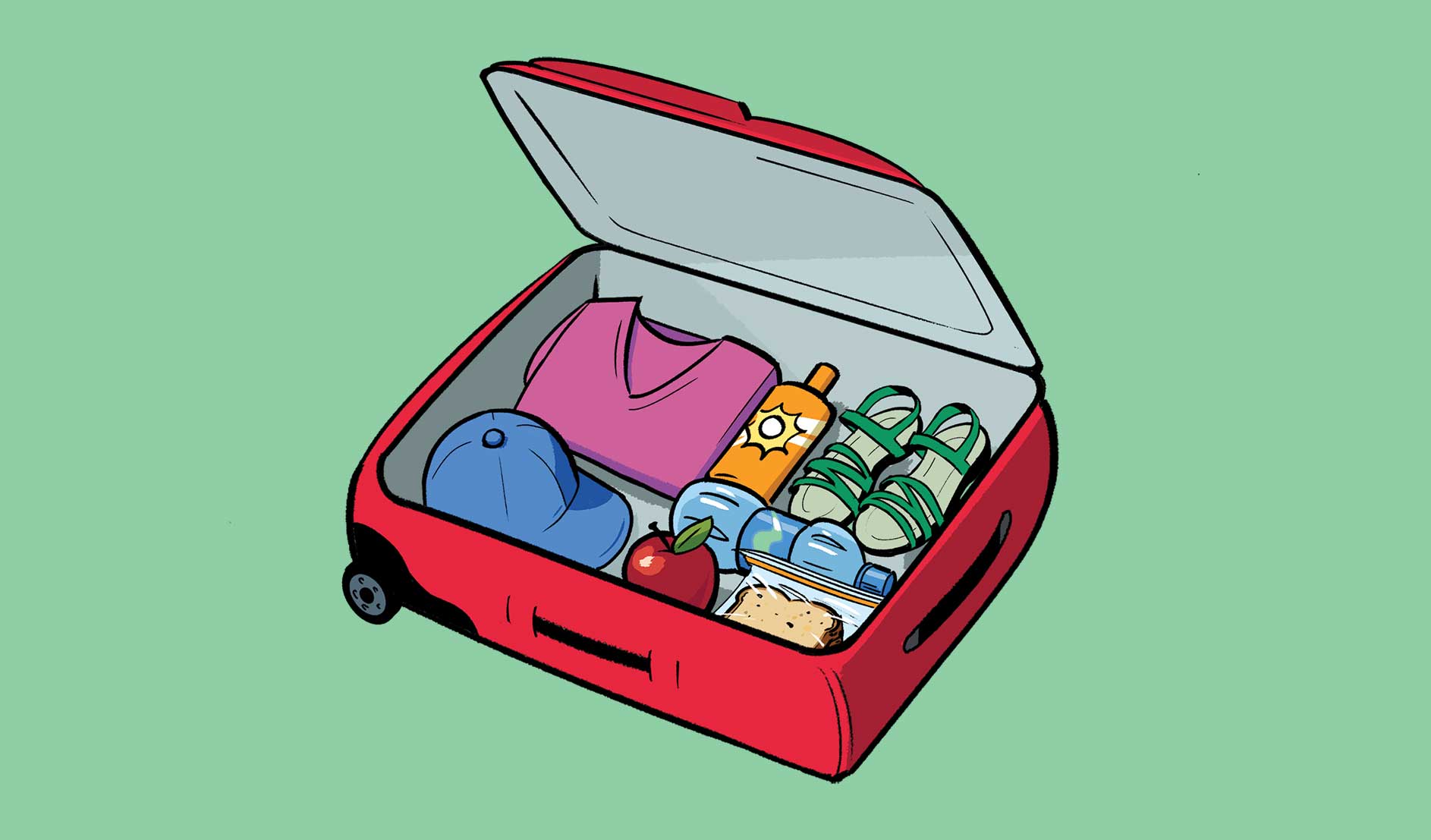 Illustration of a neatly packed suitcase