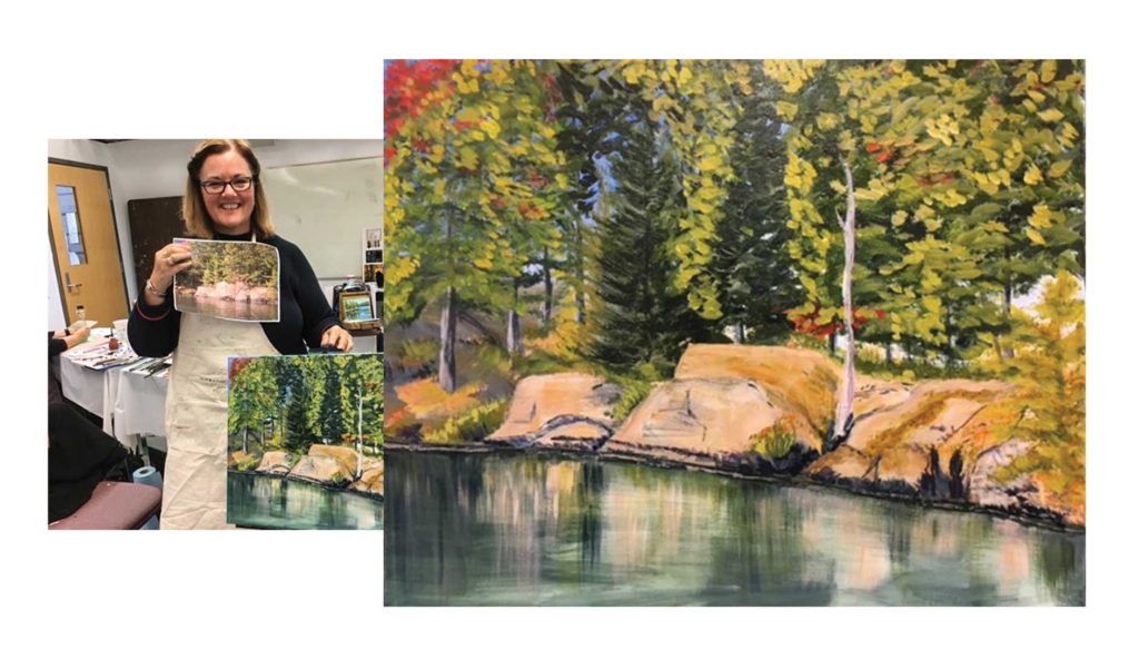 Image of Karen with her recently completed painting