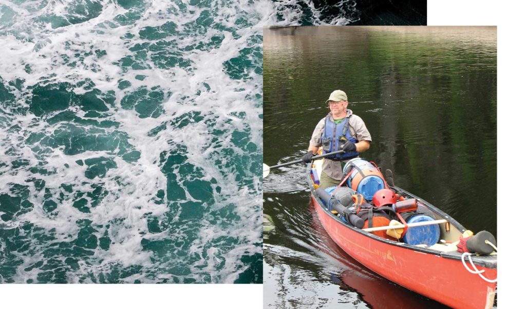 Photo d’Andy dans son canot sur une rivière dans le nord du Québec