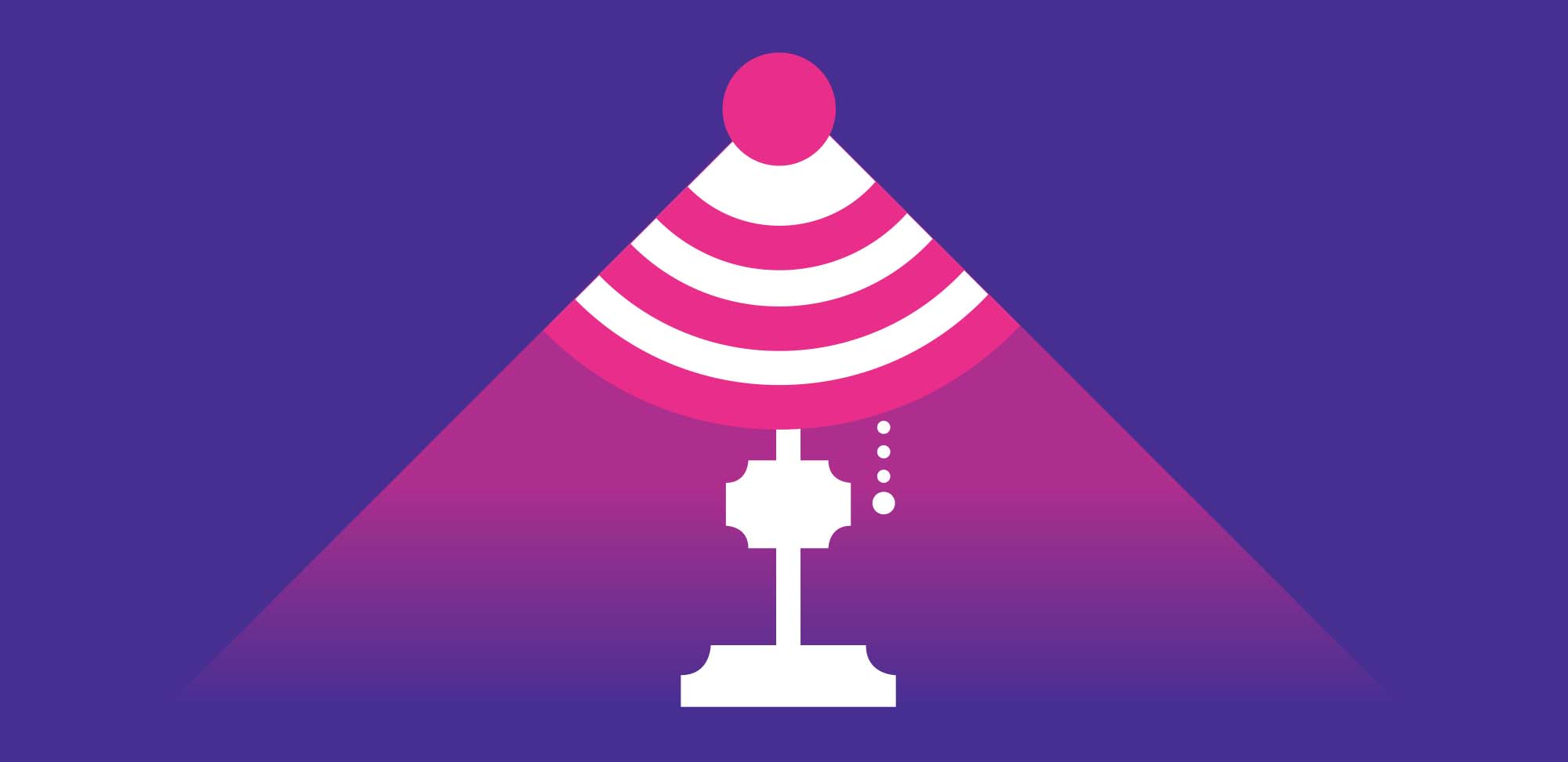 Illustration of a table lamp that has a wifi symbol as the shade