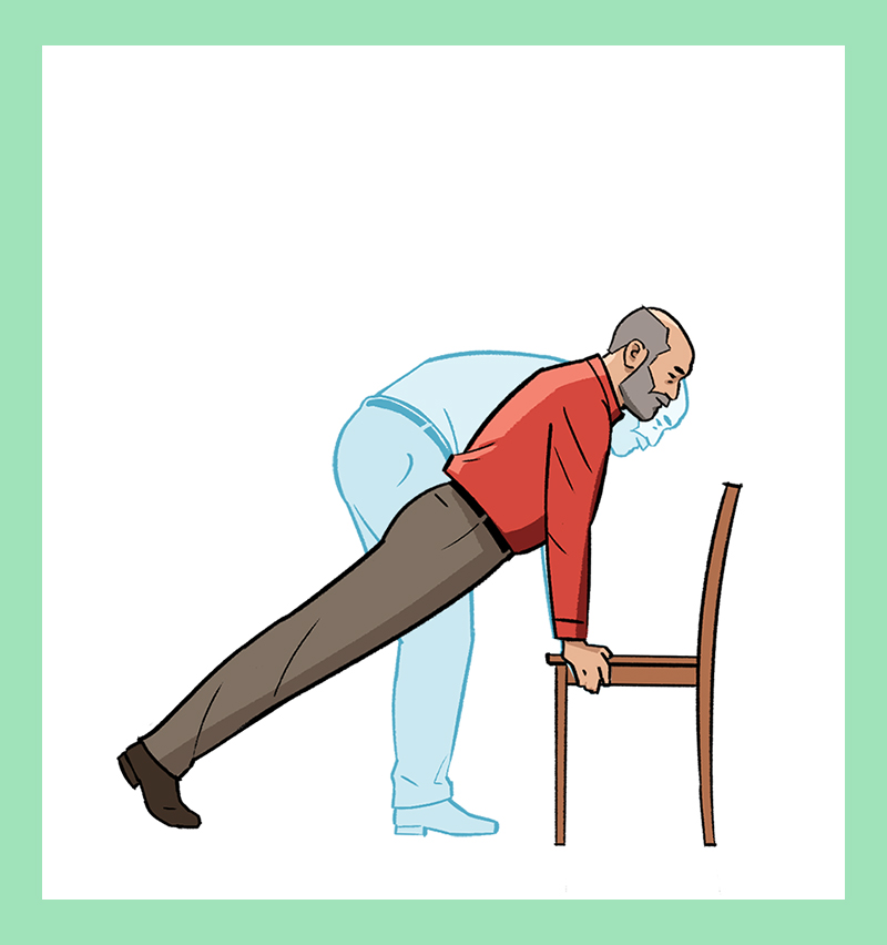 Spot illustration of man doing a chair plank