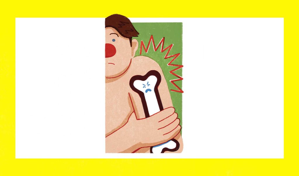 Conceptual illustration of person feeling sore arm