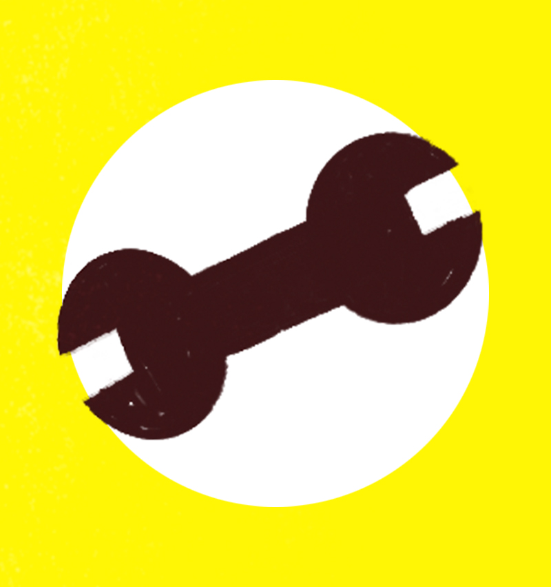 Illustrated icon of a wrench