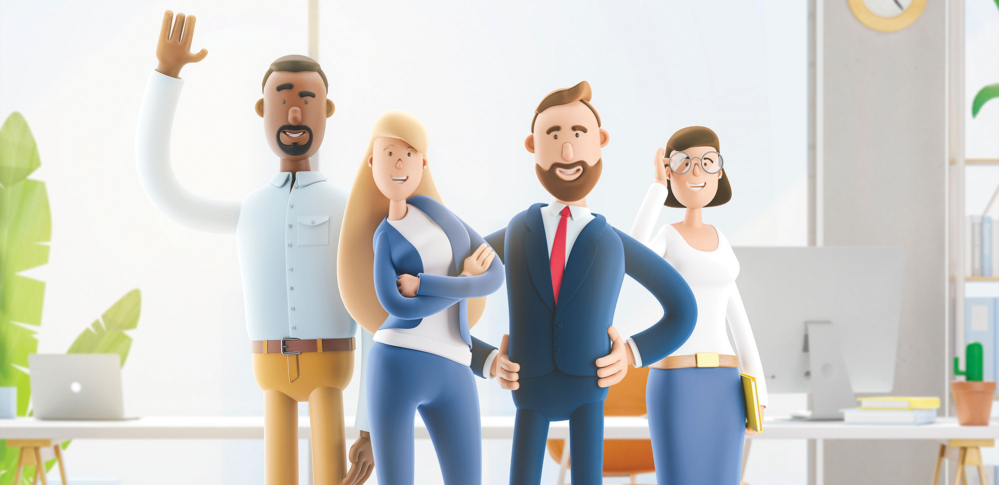 3D illustration of a financial team