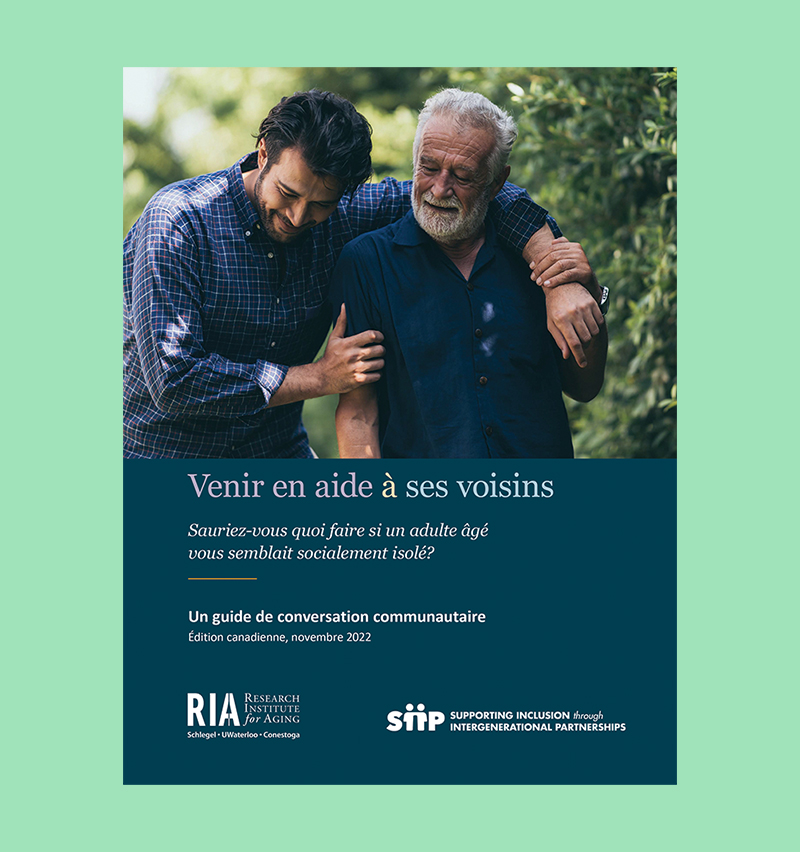 Image de la couverture du Guide de conversation communautaire de l’Institut de recherche sur le vieillissement Schlegel-UW (RIA)