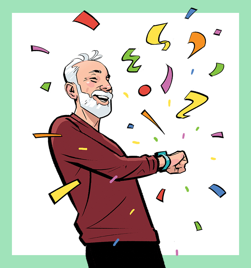 Illustration of a man celebrating achieving a health goal